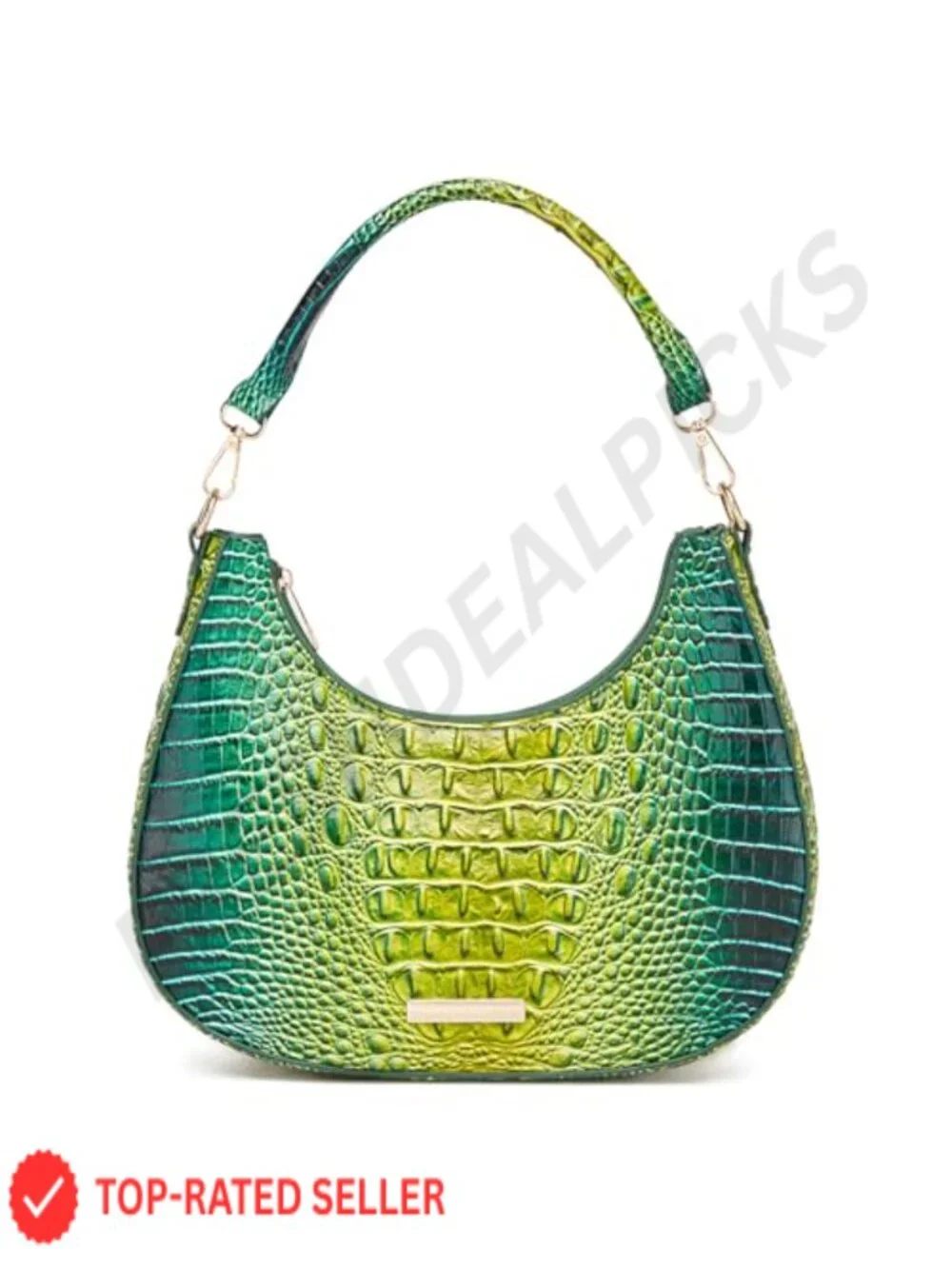 Crocodile Hobo Bag Women Vintage Crescent Shoulder Purse Vegan Leather